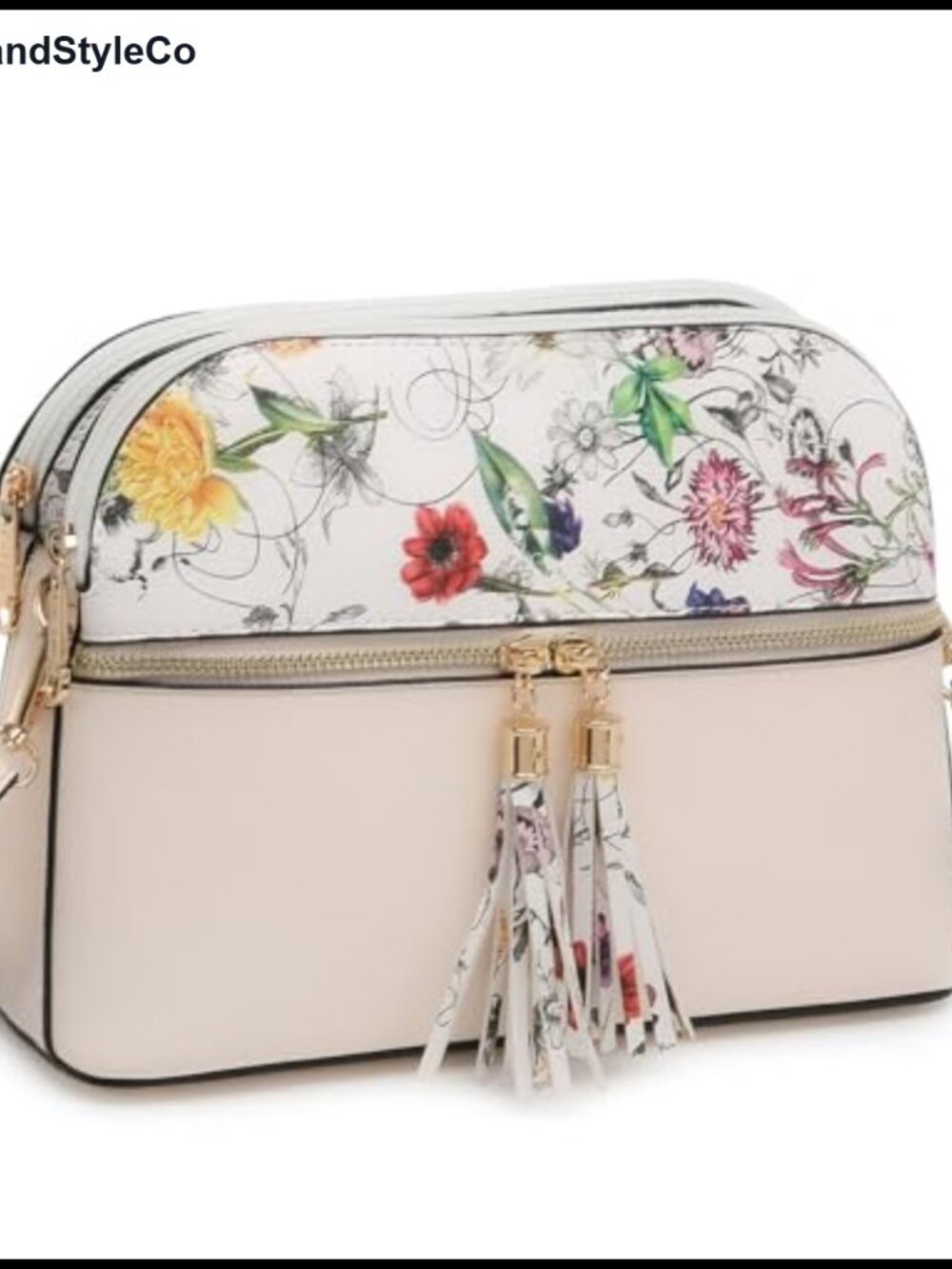Women Vegan Leather Tassel Crossbody Shoulder Bag Multi Pocket Zipper Travel